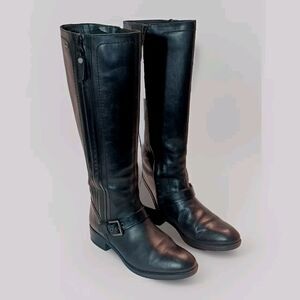 Geox Respira Black Leather Knee High Boots  Women's  Size US 7  EU 37